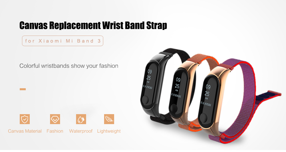 Fashion Canvas Replacement Wrist Band Strap for Xiaomi Mi Band 3