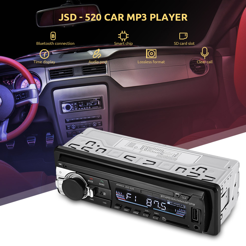 JSD - 520 Car MP3 Player Bluetooth 2.0 FM Radio Stereo Receiver
