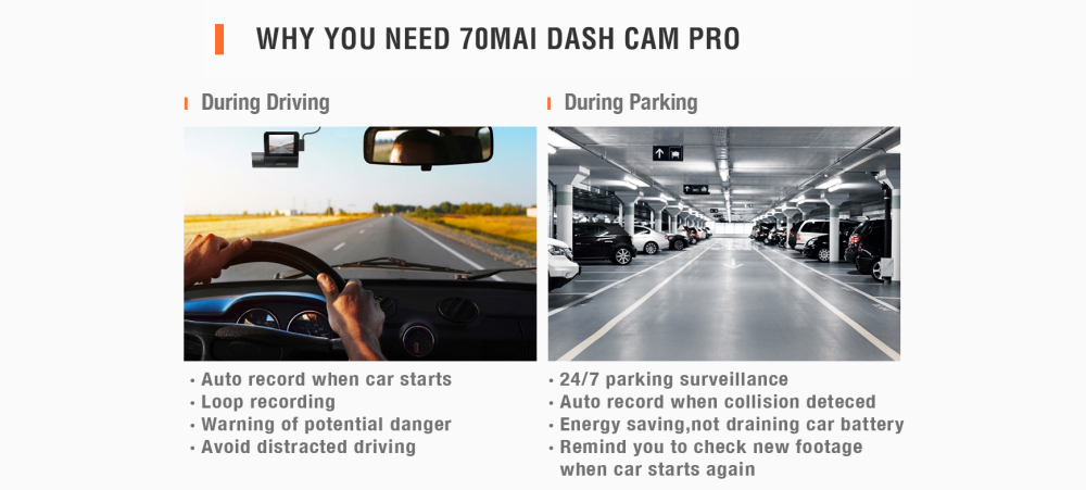 70Mai Dash Cam Pro Driving Recorder Car DVR Russian Version