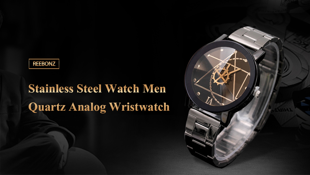 REEBONZ Luxury Fashion Stainless Steel Watch Men Quartz Analog Wristwatch