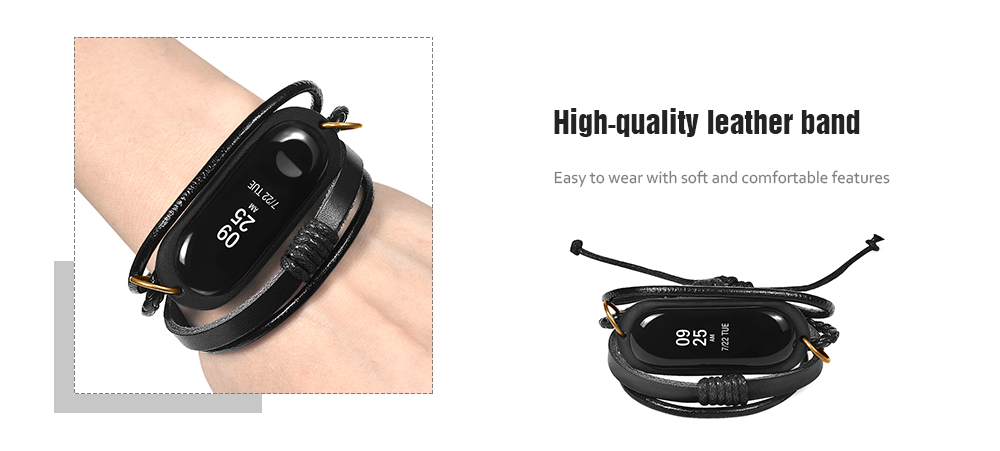 Fashion Leather Bracelet Watch Strap for Xiaomi Mi Band 3