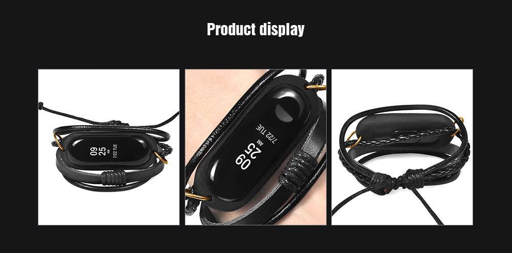 Fashion Leather Bracelet Watch Strap for Xiaomi Mi Band 3