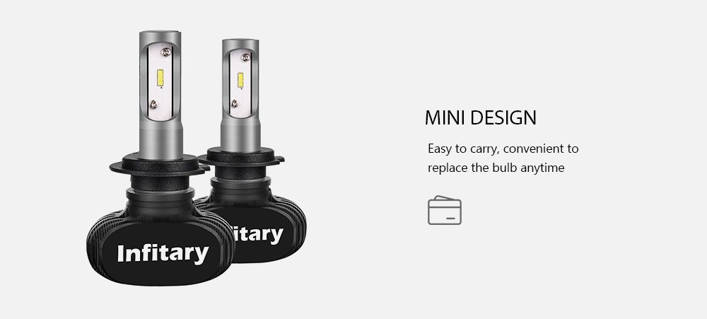 Infitary H7 Car LED Headlight Bulbs 8000lm Brightness High / Low Beam Light Auto Headlamp 2pcs