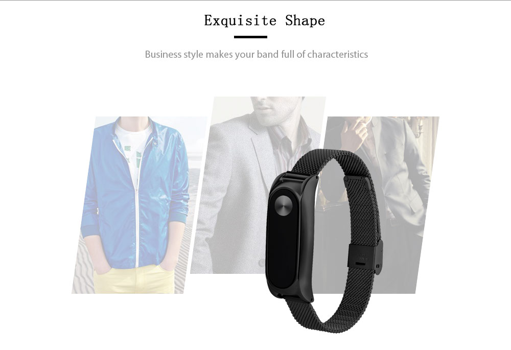 TAMISTER Stainless Steel Net Strap Magnetic Back Cover Replacement Wristband for Xiaomi Mi Band 2