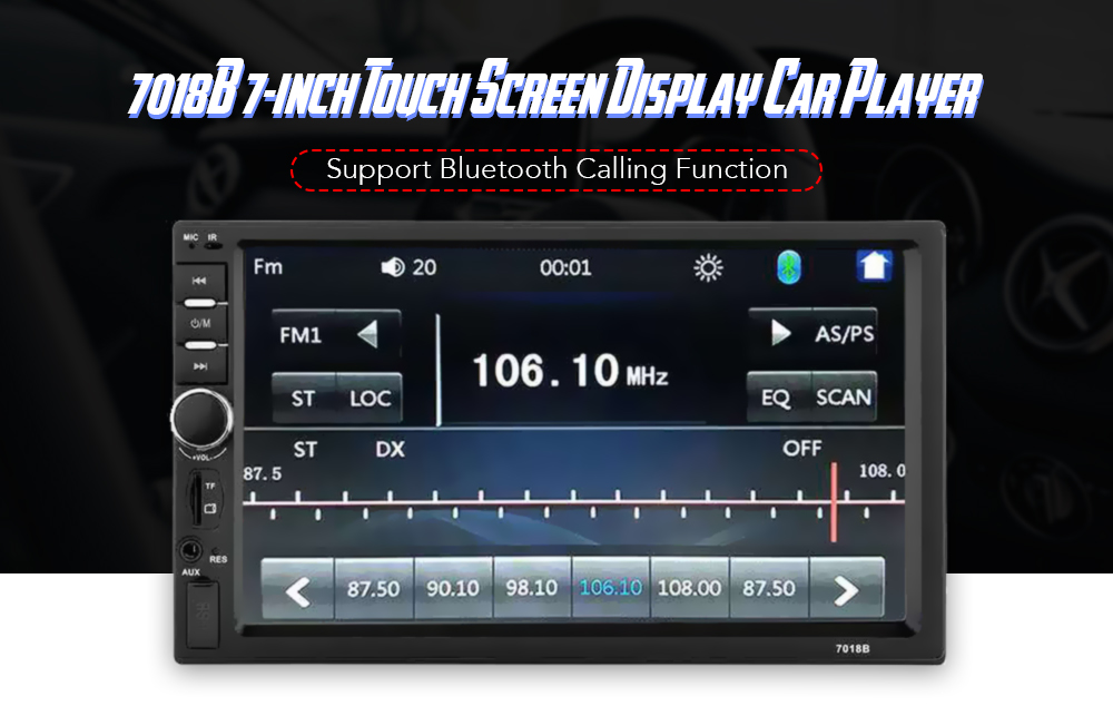 7018B 7-inch Touch Screen Display Support Bluetooth Calling Function