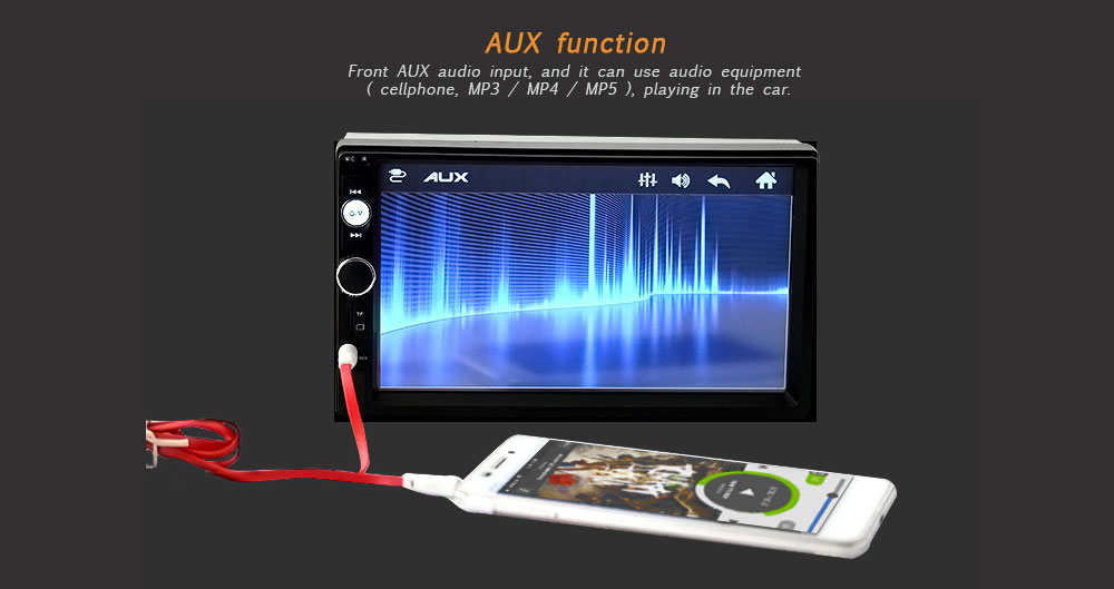 7010B 7-inch Touch Screen Display Car Player Support Bluetooth Calling Function