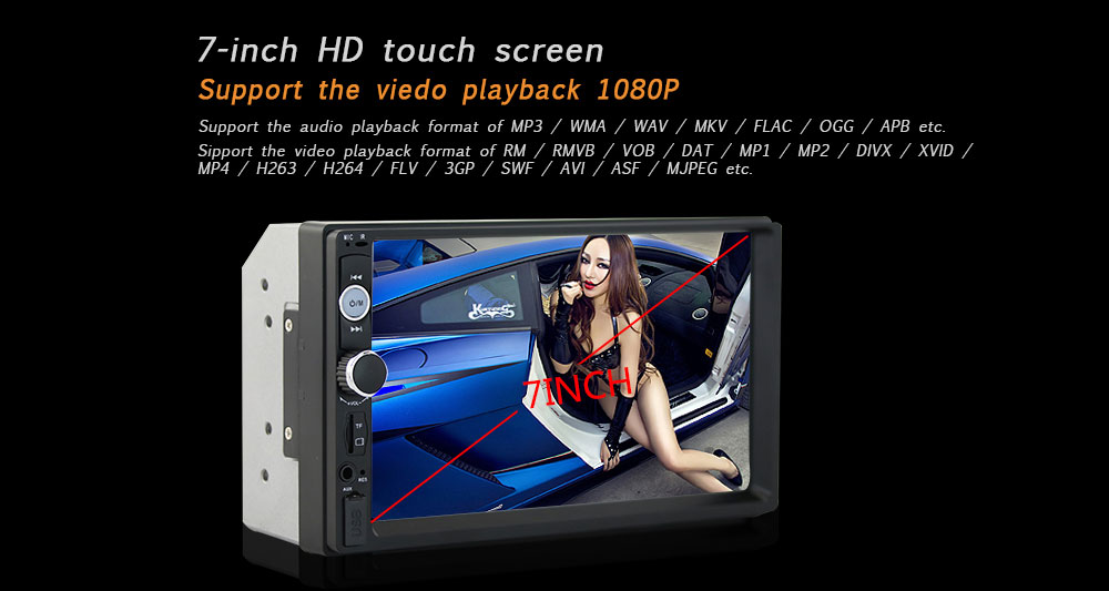 7010B 7-inch Touch Screen Display Car Player Support Bluetooth Calling Function