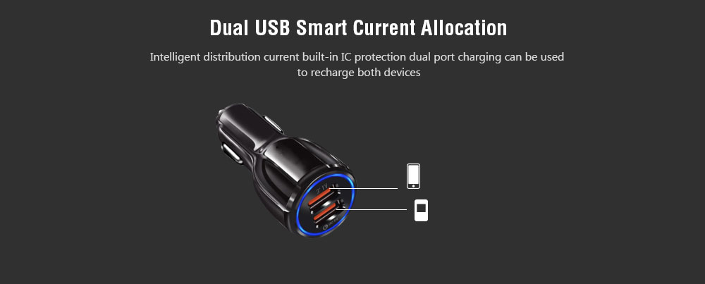 Dual USB Car Charger Quick Charge 3.0 for IPhone/ Samsung /XIAO MI / HUA WEI