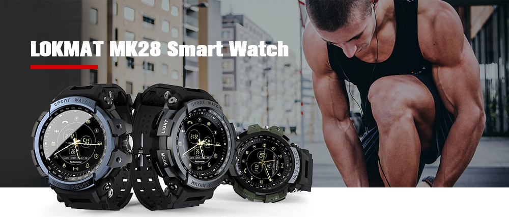 LOKMAT MK28 Sport Smartwatch Waterproof Bluetooth Call Reminder Digital Clock for iOS and Android