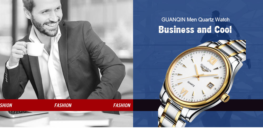 GUANQIN GQ80019 Men Business Waterproof Luminous Quartz Watch