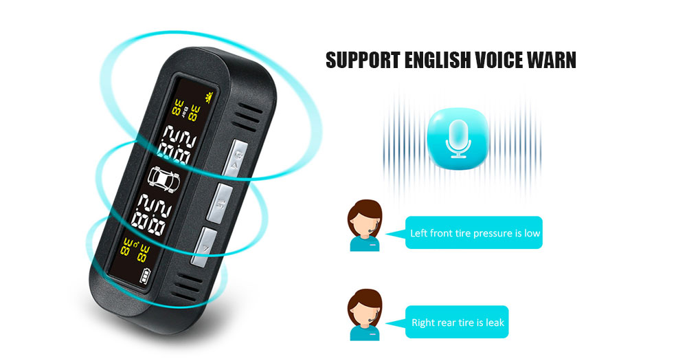TY16 Mini Solar Powered Voice Tire Pressure Monitoring System Detector