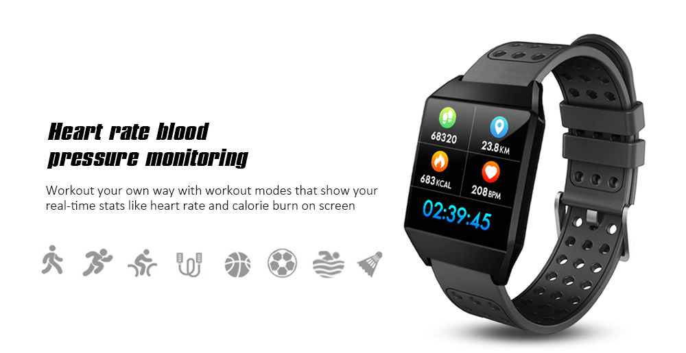 VO377C Color Screen Message Remind Blood Pressure Bracelet Waterproof Real-time Health Monitoring Smart Wristband