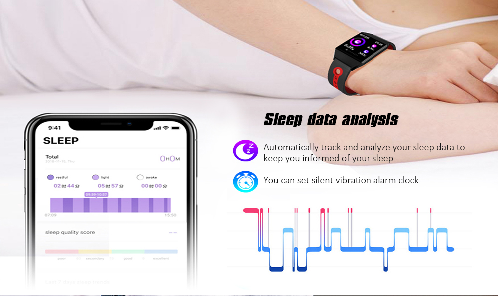 VO377C Color Screen Message Remind Blood Pressure Bracelet Waterproof Real-time Health Monitoring Smart Wristband