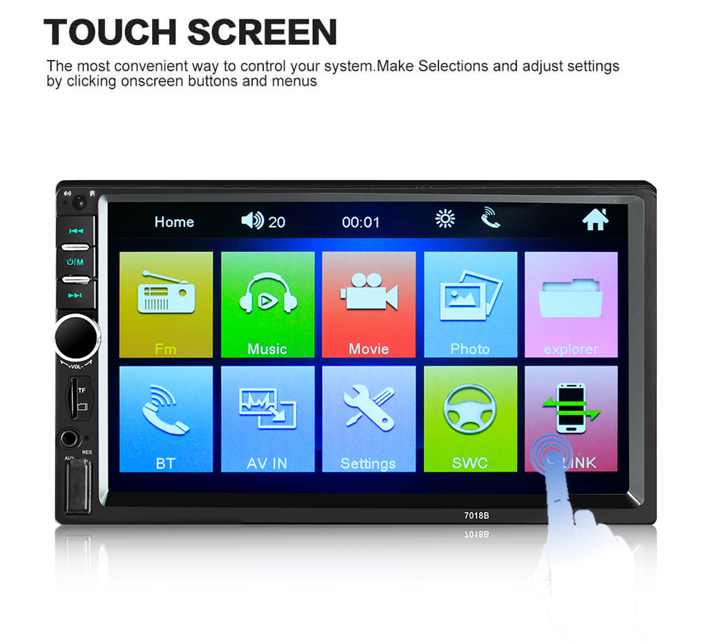7018B 7 Inch Bluetooth V2.0 12V Car Audio Stereo MP5 Player Auto Video with Rearview Camera