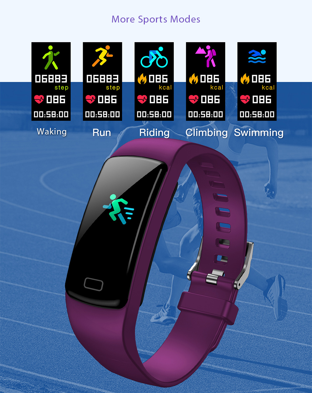Y9 Smart Bluetooth Bracelet Color Screen Heart Rate Blood Pressure Monitoring Sports Smartwatch