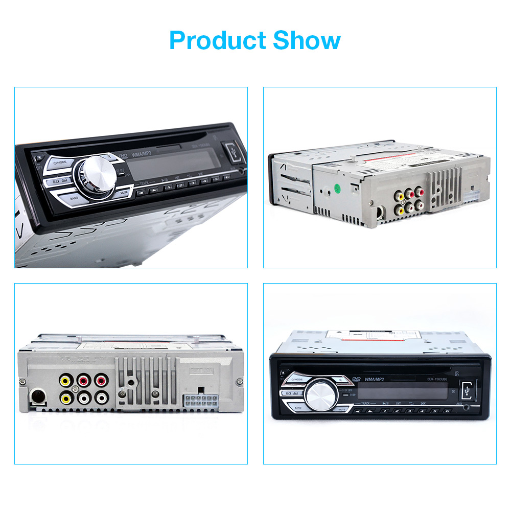 1563U FM Car Radio 12V Auto Audio Stereo Support SD MP3 Player AUX USB DVD VCD CD Player