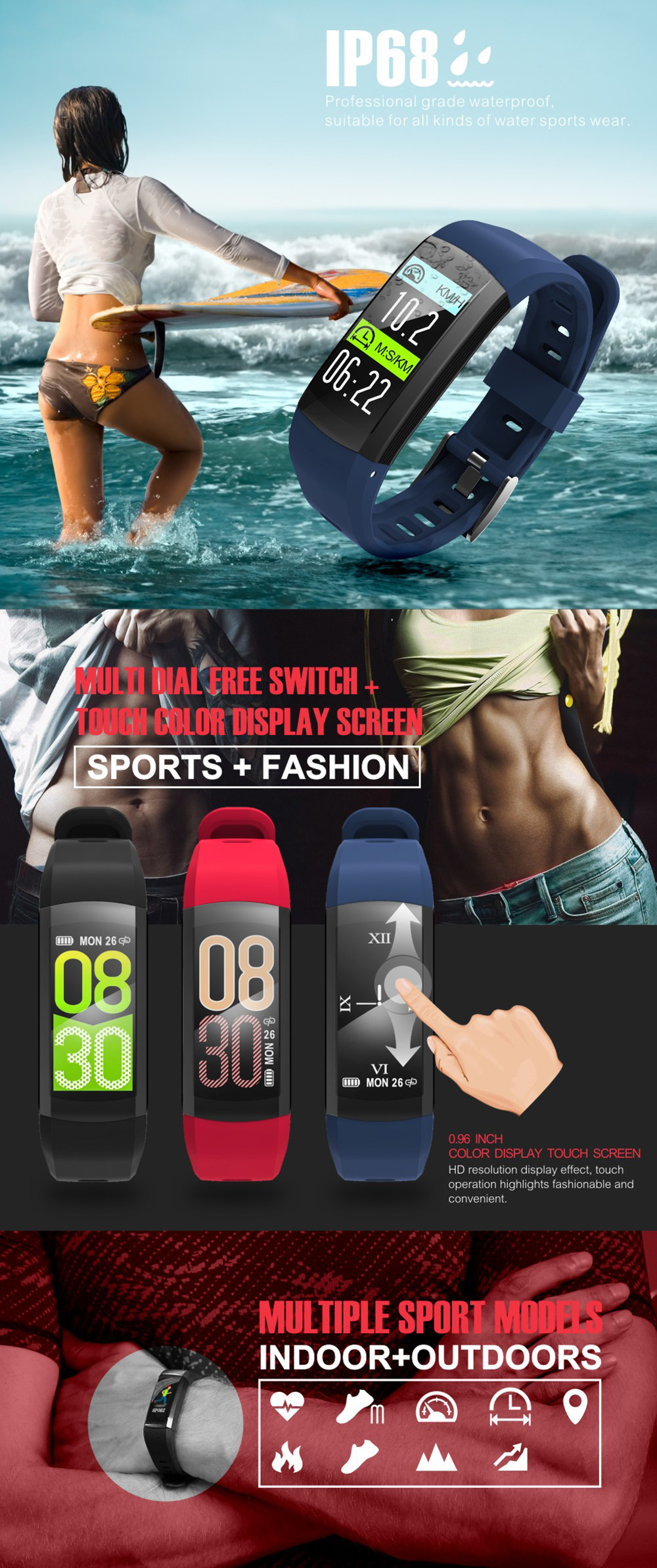S906 GPS Multifunctional Smart Waterproof Sports Bracelet