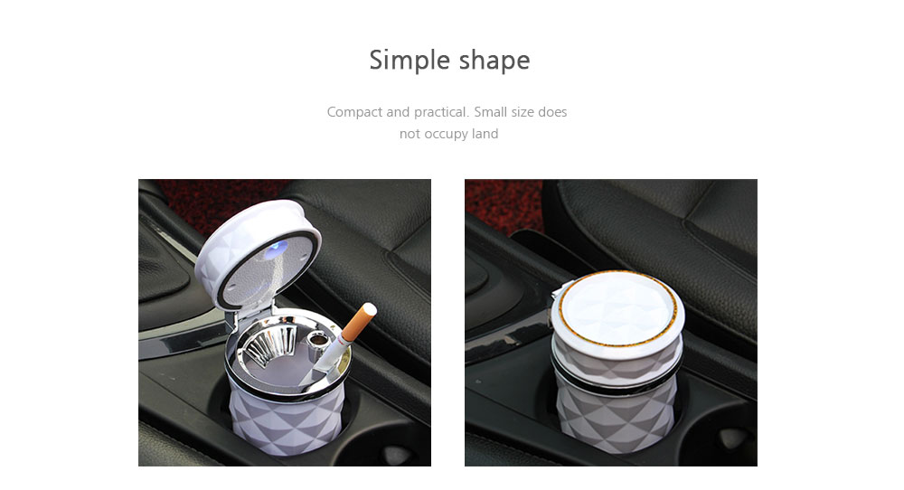 Multifunctional Compact Ashtray for Car Use with LED Light