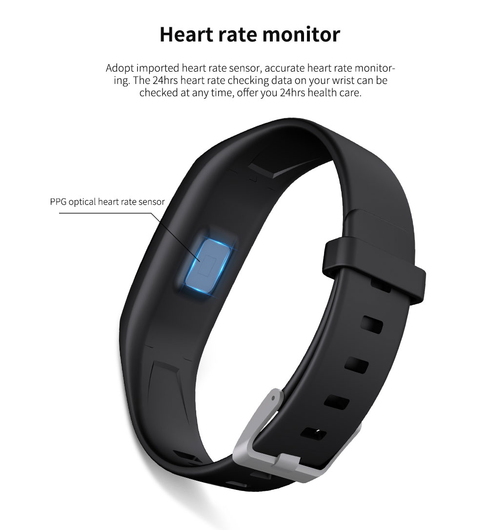 V8 Smart Bracelet 0.96 inch DA14585 128MB RAM 128MB ROM Heart Rate Monitor Step Count Sedentary Reminder IP67 90mAh Built-in