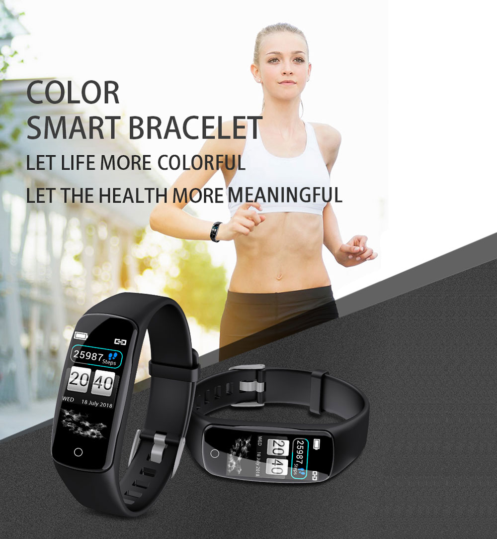 V8 Smart Bracelet 0.96 inch DA14585 128MB RAM 128MB ROM Heart Rate Monitor Step Count Sedentary Reminder IP67 90mAh Built-in