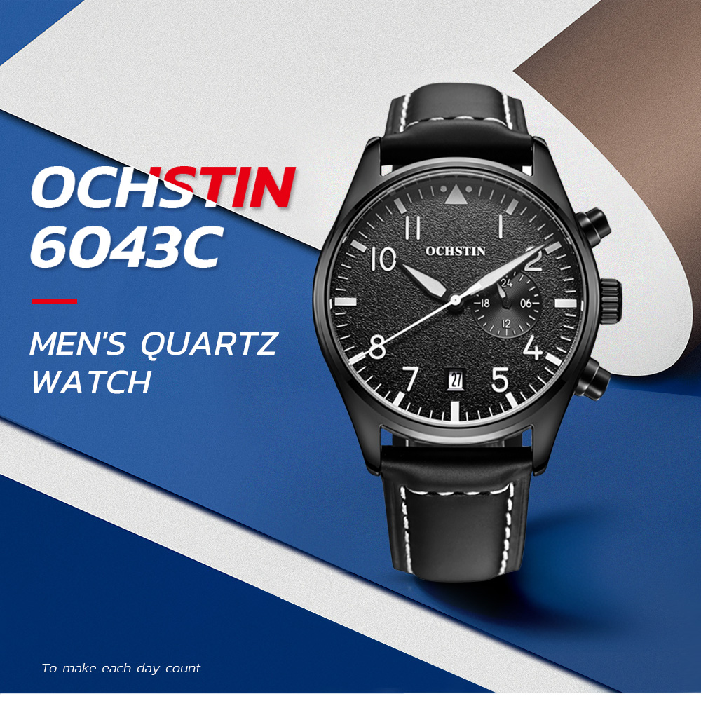 OCHSTIN 6043C Men Casual Waterproof Multi-function Leather Watch