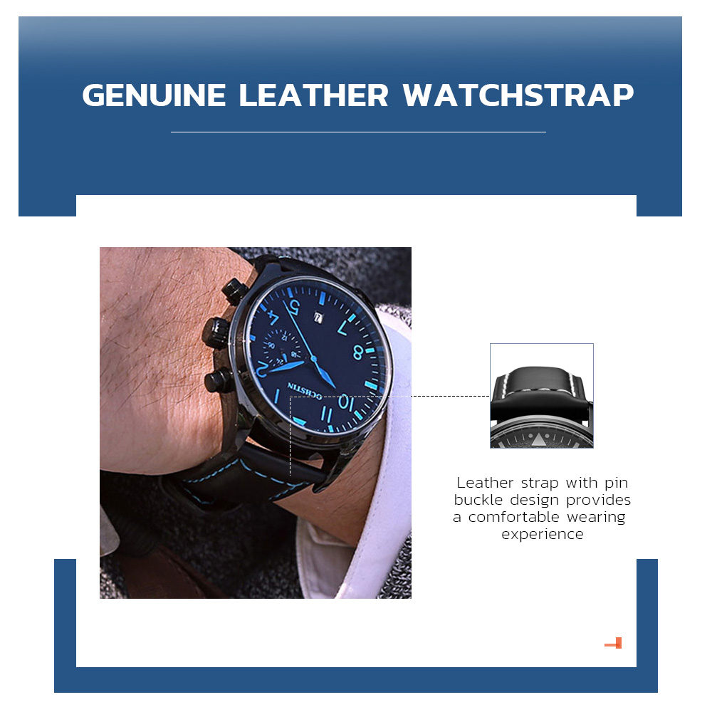 OCHSTIN 6043C Men Casual Waterproof Multi-function Leather Watch