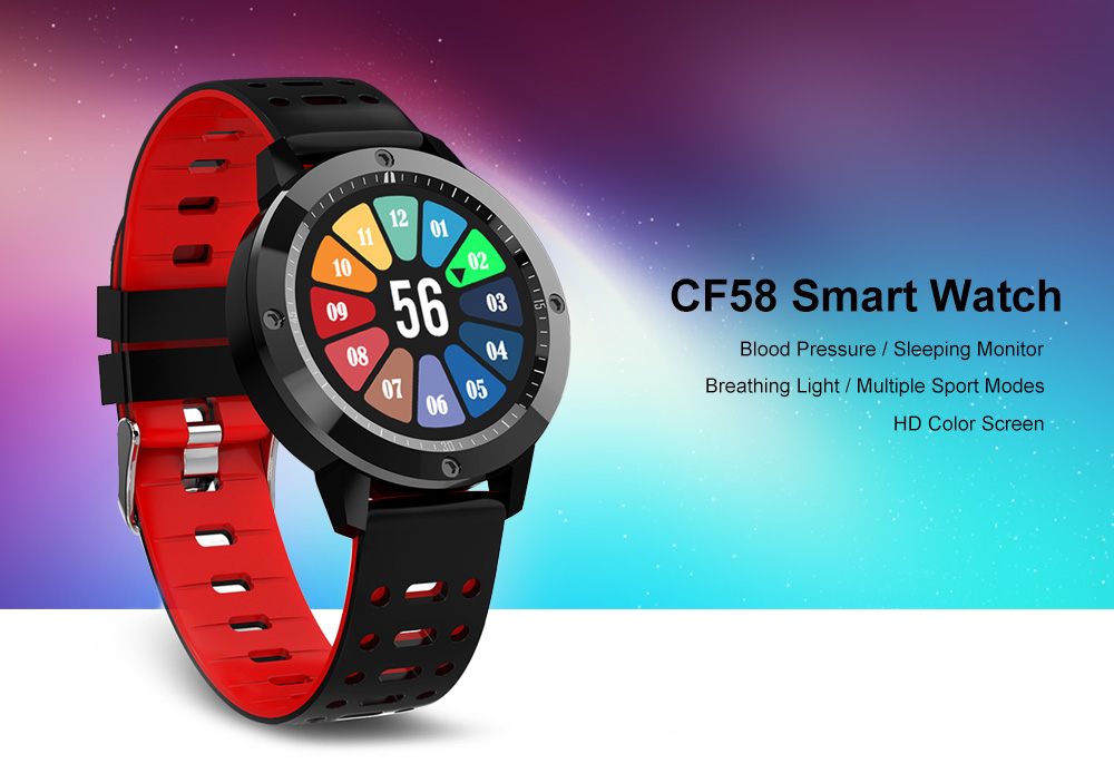 CF58 HD Color Screen / Breathing Light / Multiple Sport Modes / Blood Pressure / Sleeping Monitor Smart Watch