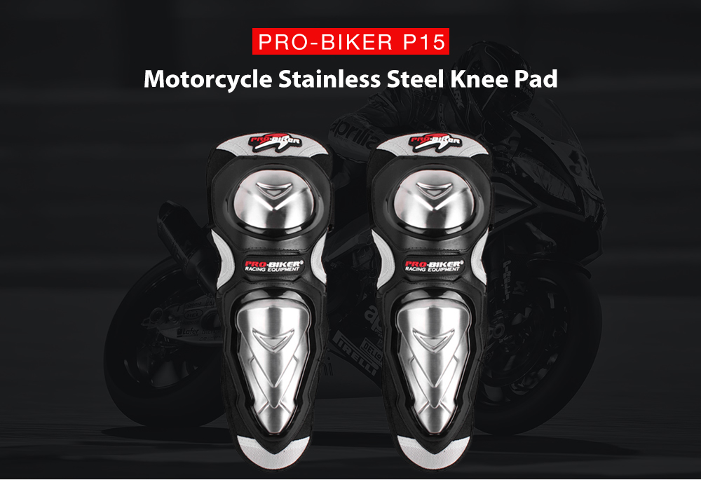 PRO-BIKER P15 Motorcycle Stainless Steel Knee Pad Off-road Racing Protective Gear Riding Anti-fall 2pcs