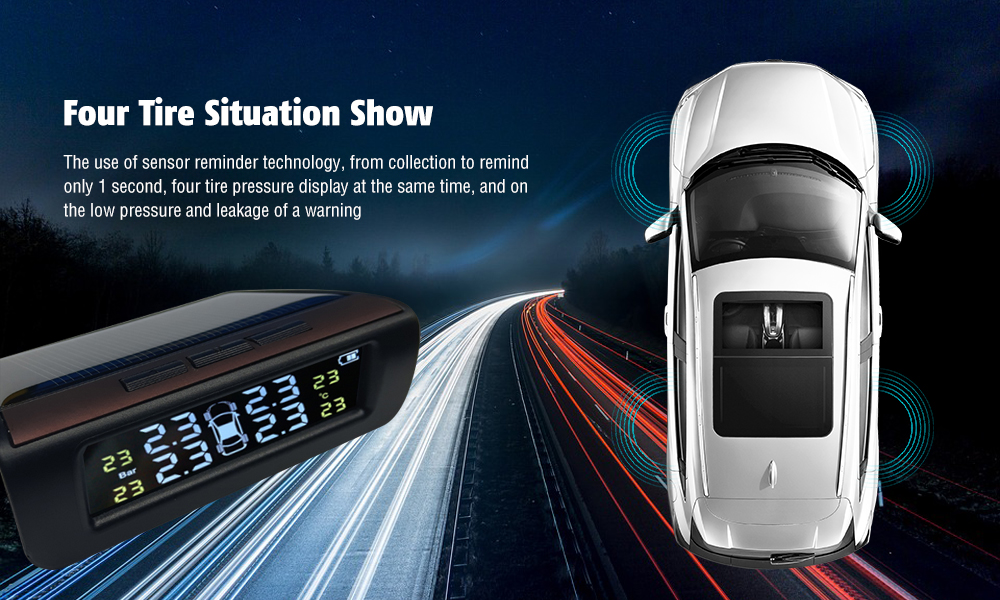 D68 Real-Time Monitoring / Four Tire Situation Show / High Sensitivity / Energy Saving / External Sensor Tire Pressure Monitor