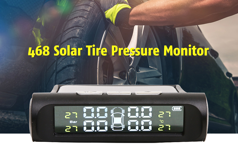 468 External Sensor / Blowout Prevention / Real-Time Monitoring / Dual Power Supply Mode / Safty Alarm Solar Tire Pressure Monitor