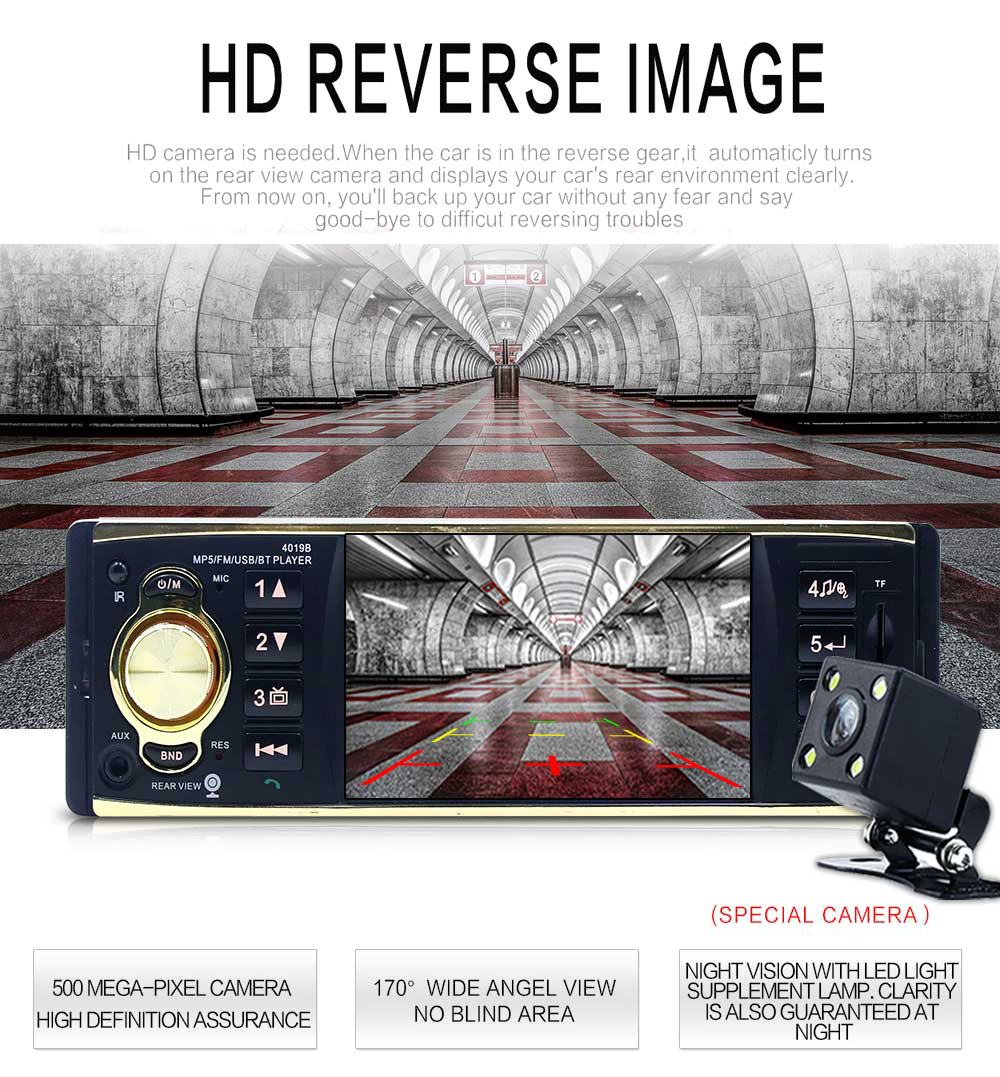 4019 Support Driving Record / Bluetooth Handsfree / FM / HD Video Car Player